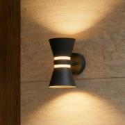 Lucande LED-utomhusvägglampa Meravi, antracit, 2 lampor, IP44