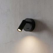 Ideallux Ideal Lux LED-väggspotlight Bean, Ø 7 cm, svart metall/glas