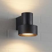 Lucande LED-utomhusvägglampa Elune, matt svart, upp/ned