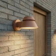 Lucande LED-utomhusvägglampa Moena, brun, metall, IP44
