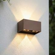 Lindby LED-utomhusvägglampa Nivar, rost, 4 lampor, 20 cm, IP54