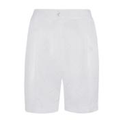 Kiton Elegant Linne Bermuda Shorts White, Dam
