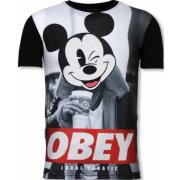 Local Fanatic Obey Mouse Rhinestone - Herr t shirt - 11-6278Z Black, H...