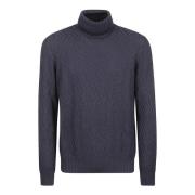 Drumohr Blå Merinoull Turtleneck Tröja Blue, Herr