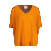 Absolut Cashmere Mysig V-ringad stickad tröja för kvinnor Orange, Dam