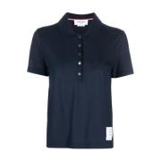 Thom Browne Blått Polo Skjorta med Logo och Korta ärmar Blue, Dam