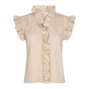 Co'Couture Sueda Frill Top Beige, Dam