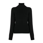 Saint Laurent Lyxig Cashmere Polokrage Black, Dam