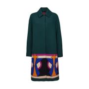 La DoubleJ Färgblockerad Intarsia Boxy Coat Green, Dam