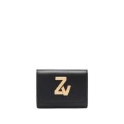 Zadig & Voltaire Svart läderplånbok med ZV-logotyp Black, Dam