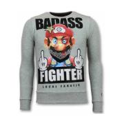 Local Fanatic Mario Fight Club Sweater - Tröjor Män - 11-6298G Gray, H...