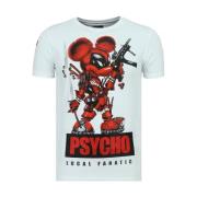 Local Fanatic Rhinestones Psycho Mouse - Tryckt T-shirt Herr - 6321W W...