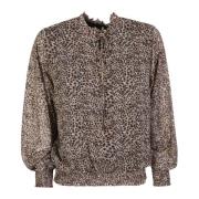 Liu Jo Beige Blus med Djurtryck och Knytning Beige, Dam