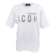 Dsquared2 Elegant Dam Bomull T-Shirt med Ikoniskt Logotyp White, Dam