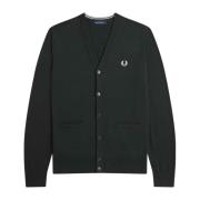 Fred Perry Stickade V-Hals Sweaters Green, Herr