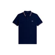 Fred Perry Slim Fit Twin Tipped Polo i Blått Rosa Blue, Herr