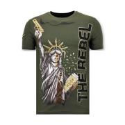 Local Fanatic Män T-shirt med Rhinestone - The Rebel - 11-6387G Green,...