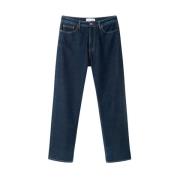 Samsøe Samsøe Rak Jeans, Ekologiskt Bomullsdenim med Stretch Blue, Dam