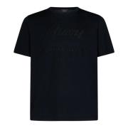Brioni Svart Bomull T-Shirt med Broderad Logotyp Black, Herr