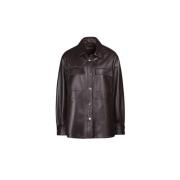 Moorer Elegant Mid-Length Shirt Jacket Brown, Dam