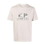C.p. Company Patch Logo Bomull T-Shirt Beige, Herr