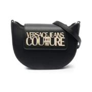 Versace Jeans Couture Svart Axelremsväska med Guldlogga Black, Dam