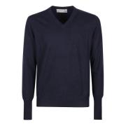 Ballantyne V-neck Knitwear Blue, Herr