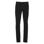 Dondup Svarta Slim-Fit Jeans med Metallmonogram Black, Herr