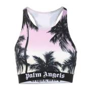 Palm Angels Rosa Solnedgång Logo Ärmlös Topp Multicolor, Dam