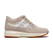 Hogan Beige Mocka och Tyg Interaktiv Sneaker Kvinnor Beige, Dam