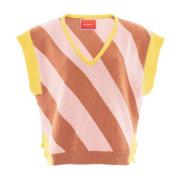 La DoubleJ Argyle Gilet Sweater Pink, Dam