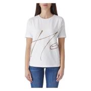 Herno Bomull T-shirt, Klassisk Modell White, Dam