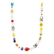 Nialaya Men's Panda Pearl Choker with Assorted Beads Multicolor, Herr