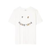 PS By Paul Smith Ekologisk Bomull Grafisk T-shirt White, Dam