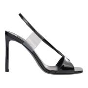 Sergio Rossi Blank Sandal med Svart Klack Black, Dam