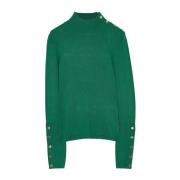 Silvian Heach Slim Fit Rundhalsad Stickad Tröja Green, Dam