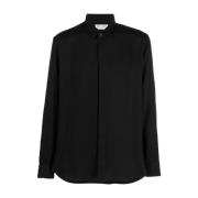Saint Laurent Silkeskjorta med klassisk krage Black, Herr