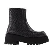 Marni Svarta Läder Zip Booties Black, Dam