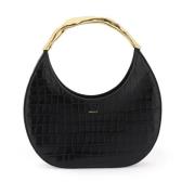 Bally Barock Croco-Präglad Läder Hobo Väska Black, Dam