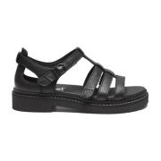 New Feet Komfort Velcro Sandaler Black, Dam