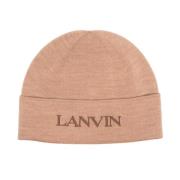 Lanvin Logo-broderad ullbeanie Brown, Dam