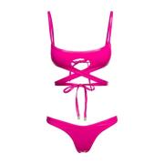 The Attico Fuchsia Squareeck Bikini Set Pink, Dam