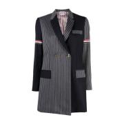 Thom Browne Blå Logojacka med Asymmetrisk Design Blue, Dam