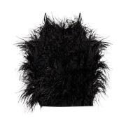 Cult Gaia Joey top with ostrich feathers Black, Dam
