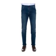 Kiton Stone Washed Slim-Fit Denim Jeans Blue, Herr