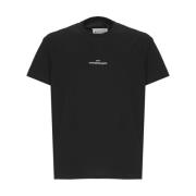 Maison Margiela Svart Bomull T-shirt med Broderad Logotyp Black, Herr