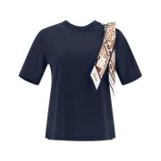 Herno Stilfull Foulard T-Shirt för Kvinnor Blue, Dam
