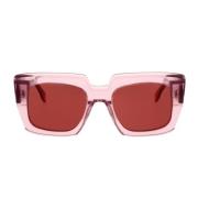 Retrosuperfuture Geometriska Oversized Solglasögon i Rosa Pink, Unisex