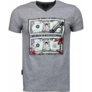 Local Fanatic Scarface Dollar Svarta Stenar - Herr T-shirt - 2313G Gra...