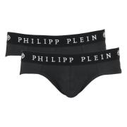 Philipp Plein Svarta bomullsboxershorts med varumärkeslogga Black, Her...